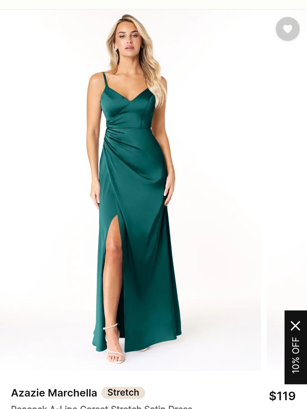 Azazie Teal Green Satin Maxi Dress with Side Slit